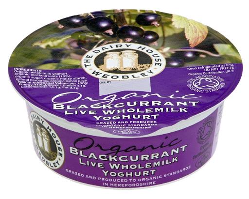 Dairy House Organic Blackcurrant Live Wholemilk Yoghurt (125g)